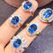 Anillo de Topacio Azul Natural - Diseño Personalidad para Mujer