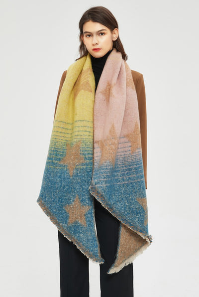 Chal Cálido Mujer Tejido Jacquard Combinado Otoño Invierno XINGX - Image 19