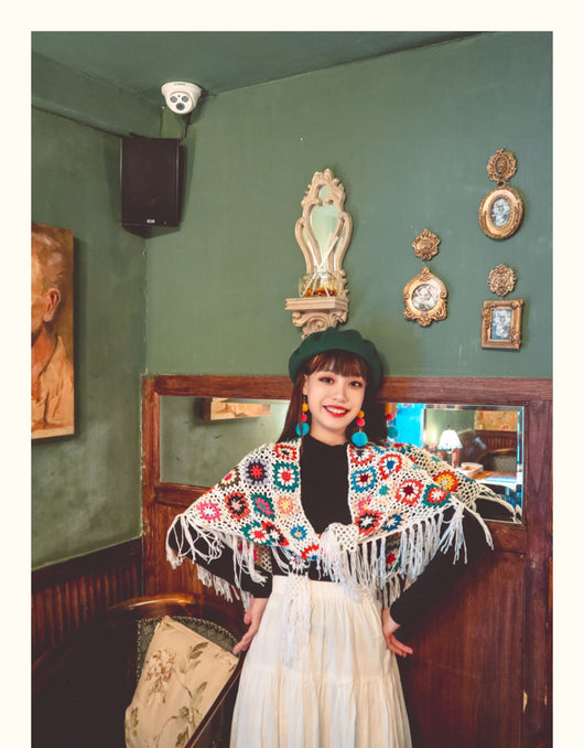 Chal Bohemio Tejido a Mano con Flecos Estilo Étnico - Image 33