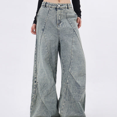Pantalones Vaqueros Azul Claro Desgastado con Pliegues Laterales - Image 15