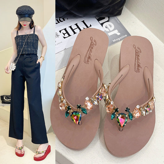 Chanclas de Moda para Mujer con Corazón de Cristal y Strass Suela Gruesa - Image 8
