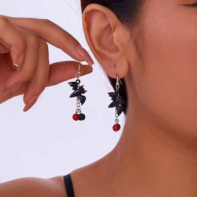 Aretes Asimétricos Halloween Telaraña, Murciélago y Fantasma - Estilo Gótico