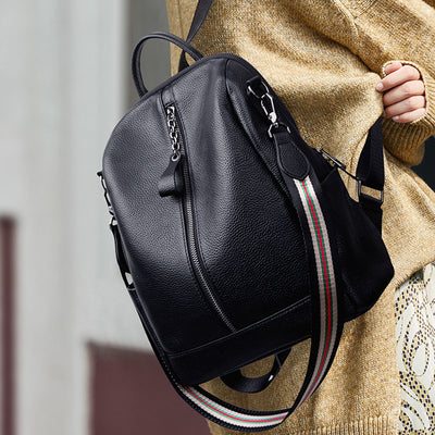 Mochila de Cuero con Textura - Gran Capacidad y Estilo Versátil - Image 3