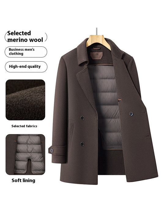 Abrigo de Lana Reversible para Hombre - Cuello de Traje Medio Largo - Image 37
