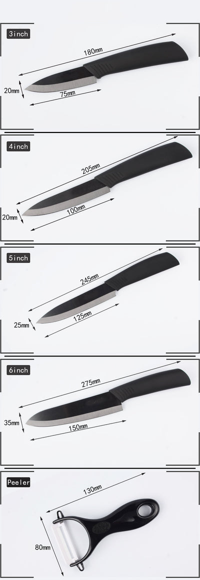 Juego de Cuchillo Cerámico 3 en 1 con Pelador - Utensilio de Cocina Negro Profesional - Image 4