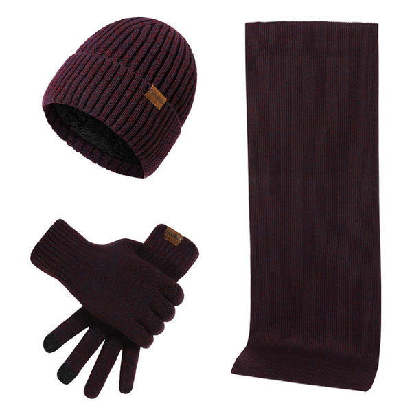 Conjunto Invernal de 3 Piezas: Gorro, Bufanda y Guantes de Lana Gruesa Multicolor