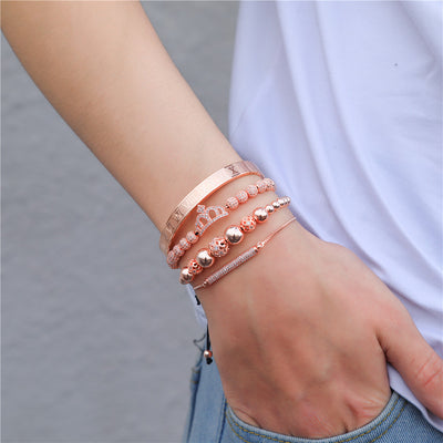 Pulsera Tejida Ajustable Crown Diamond Ball para Hombre - Image 4