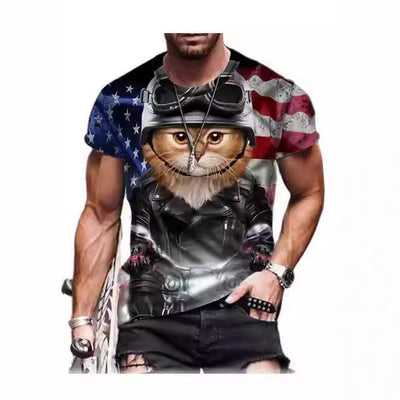 Playera Gato 3D Estampado Animal Print Manga Corta Hombre - Image 8