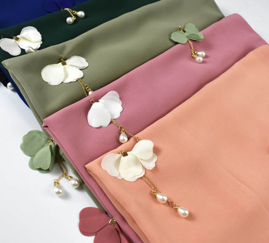 Pañuelo Hijab Floral de Gasa Perlada Premium - Image 20