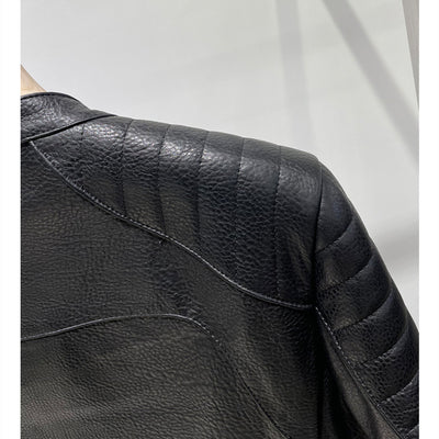 Chaqueta de Cuero Acolchada Cropped para Hombre - Image 11