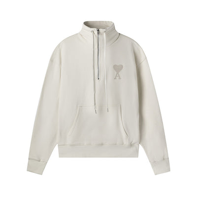 Suéter Casual Unisex con Cuello Alto y Cierre de Cremallera - Diseño con Bordado Love - Image 9