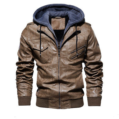 Chaqueta de Cuero PU con Capucha para Hombre - Image 7