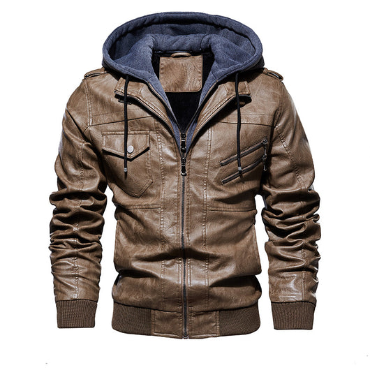 Chaqueta de Cuero PU con Capucha para Hombre - Image 7