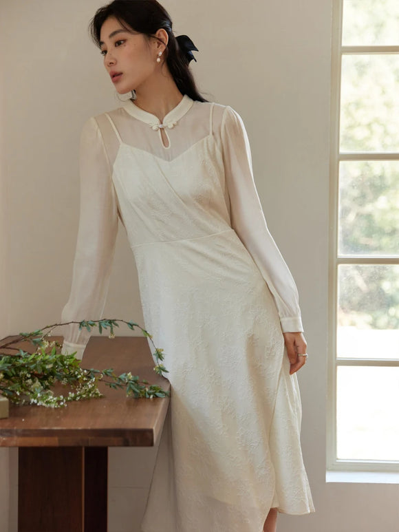 Vestido Doble Tela Primavera Tallas Grandes para Mujer