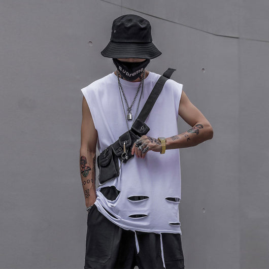 Camiseta Sin Mangas Hip Hop Suelta Estilo Retro Urbano - Image 11