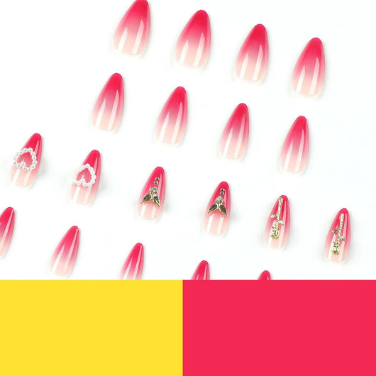 Uñas Postizas Efecto Perla Rosa Degradado 3D - Image 4