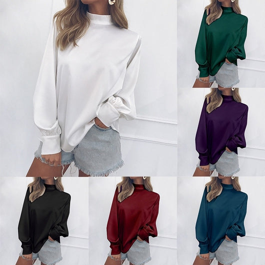 Blusa de Cuello Alto con Mangas Farol - Image 11
