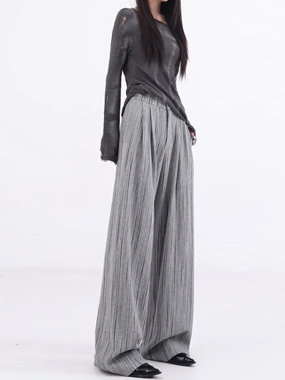 Pantalones Anchos Plisados con Rayas - Corte Casual Elegante - Image 11