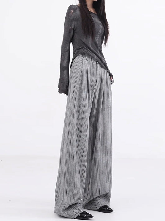 Pantalones Anchos Plisados con Rayas - Corte Casual Elegante - Image 11