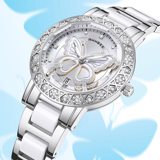 Reloj de Lujo para Mujer con Diamantes y Calendario - Acero Inoxidable - Image 2