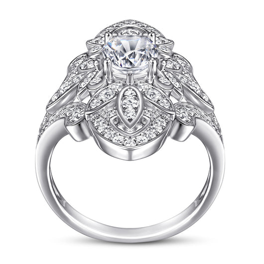 Anillo de Diamante Simulado Floral Ancho Exagerado - Estilo Europeo y Americano - Image 10