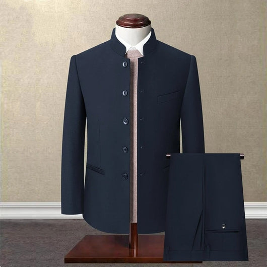 Traje Slim Fit Cuello Mao Juvenil Elegancia Moderna
