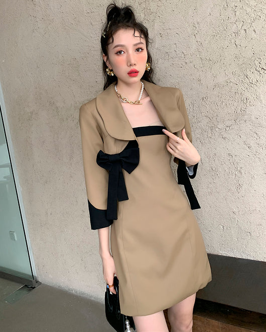 Conjunto Blazer con Moño - Chaqueta Corta y Vestido Elegante - Image 3