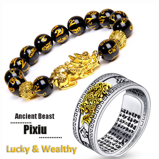Pulsera y Anillo Pixiu Feng Shui Unisex - Atrae Prosperidad y Abundancia