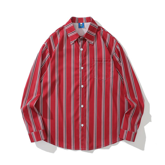 Camisa de Manga Larga con Rayas Contrastantes Estilo Estadounidense para Hombre - Image 22