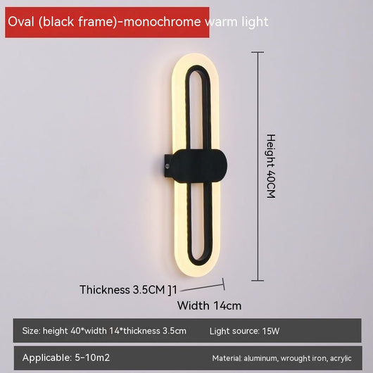Lámpara LED Ovalada de Acrílico para Pared - Iluminación Moderna de Dormitorio - Image 3