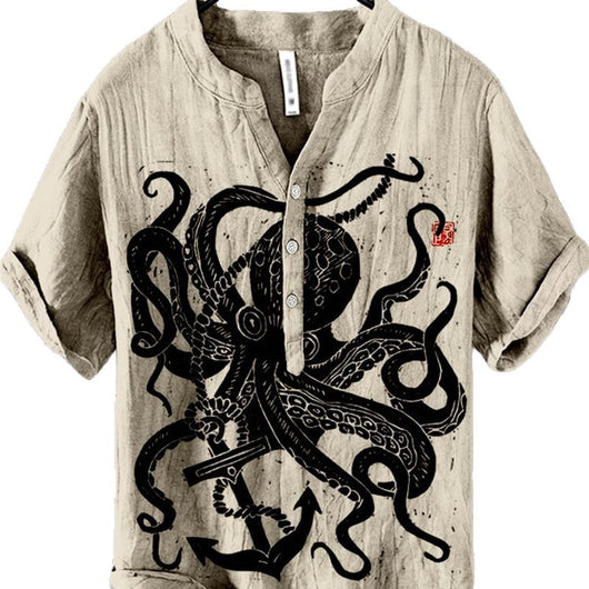 Camisa de Manga Larga con Estampado 3D de Rayas para Hombre - Image 5