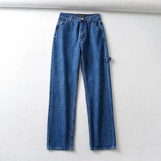Jeans Talle Alto Pierna Ancha Retro con Costuras Decorativas - Image 25