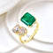 Anillo de Plata Esterlina 925 con Esmeralda y Cristales de Alto Brillo