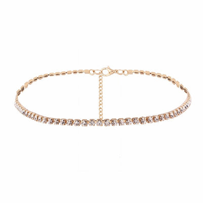 Collar Corto Choker de Cristal Dorado y Plateado para Mujer - Image 9