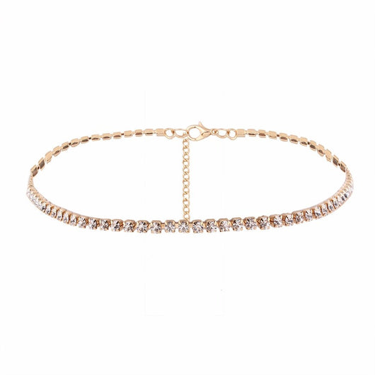 Collar Corto Choker de Cristal Dorado y Plateado para Mujer - Image 9