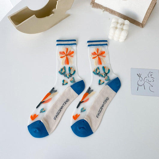 Calcetines de Flores para Mujer en Seda de Vidrio Transpirable - Image 16