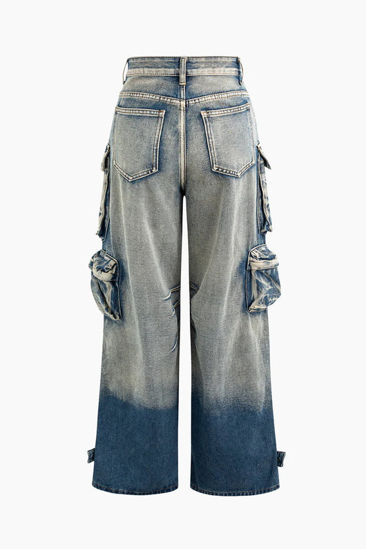 Jeans de Trabajo Estilo Urbano con Múltiples Bolsillos y Detalles Desgastados - Image 19