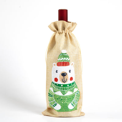 Bolsa para Vino con Pintura de Diamantes Navideña Europeo-Americana - Image 12