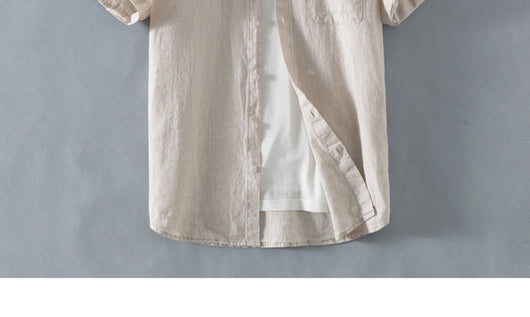 Camisa de Lino Suelta Manga Corta - Comodidad Casual - Image 18