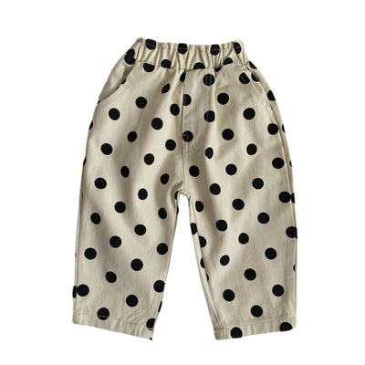 Pantalones Casuales Infantiles con Estampado Puntitos, Lavado Vintage - Image 14