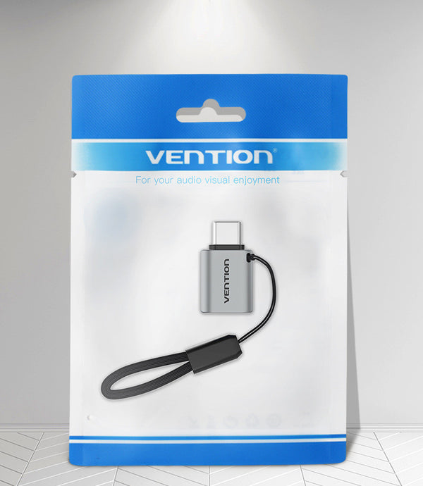 Adaptador USB-C a USB-A OTG Aluminio Gris con Correa