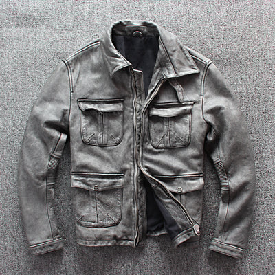 Chaqueta de Cuero para Motociclista con Bolsillos de Negocios - Image 6