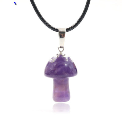 Collar Colgante de Cristal Natural con Forma de Champiñón Mini - Image 12