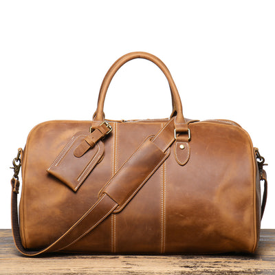 Bolsa de Viaje Portátil para Hombre en Cuero Genuino Estilo Retro