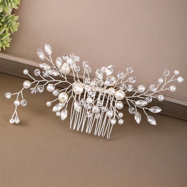 Peineta de Cristal y Perla - Tocado Artesanal Elegante