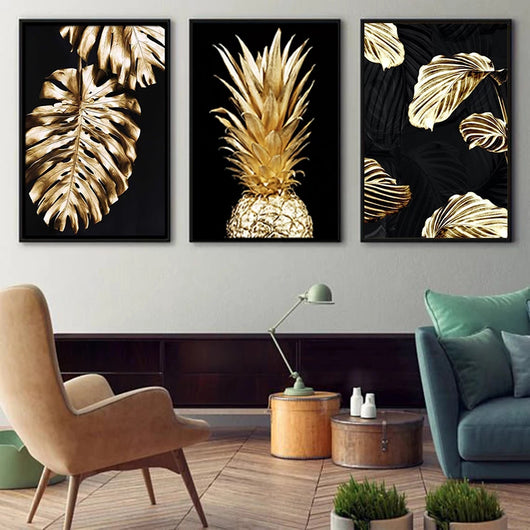 Cuadro Abstracto Hoja de Planta Dorada - Pintura Moderna para Decoración - Image 10