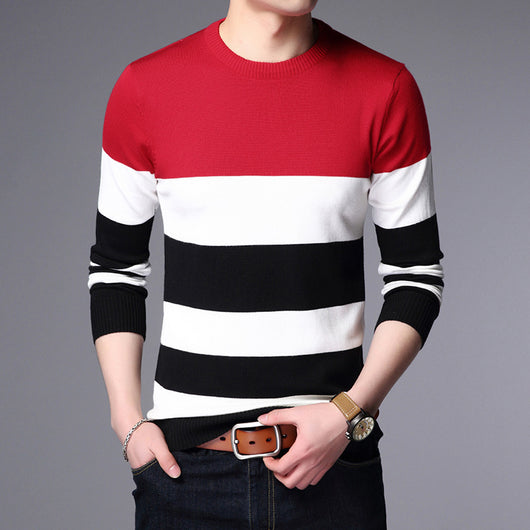 Suéter de Cuello Redondo con Bloques de Color para Hombre Joven - Image 8