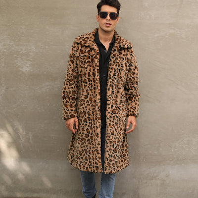 Abrigo Largo de Cuello Cuadrado con Pelaje Sintético para Hombre - Image 4