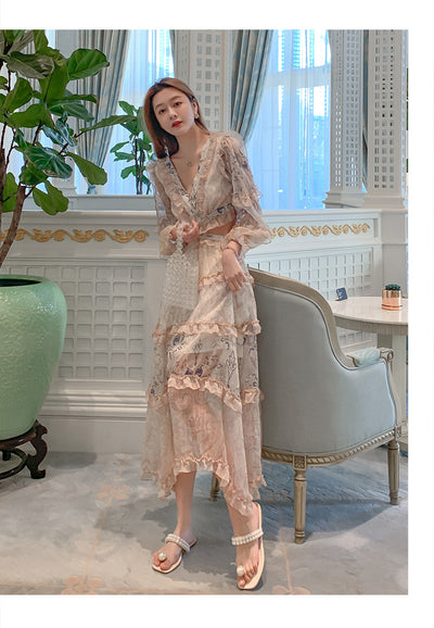 Vestido de Gasa Elegante Cuello V Cintura Ajustada para Fiestas - Image 11