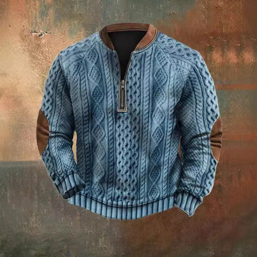 Sudadera Deportiva con Cierre de Medio Zip y Estampado Digital